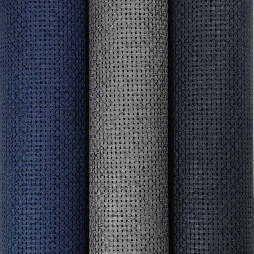 Image of KCS 3 pc of 15 inch x 18 inch(38cmx45cm) 11 Count Cross Stitch Cotton Aida Cloth Needlework Rolled Fabric Box,11CT,Navy Blue+Dark Grey+Black