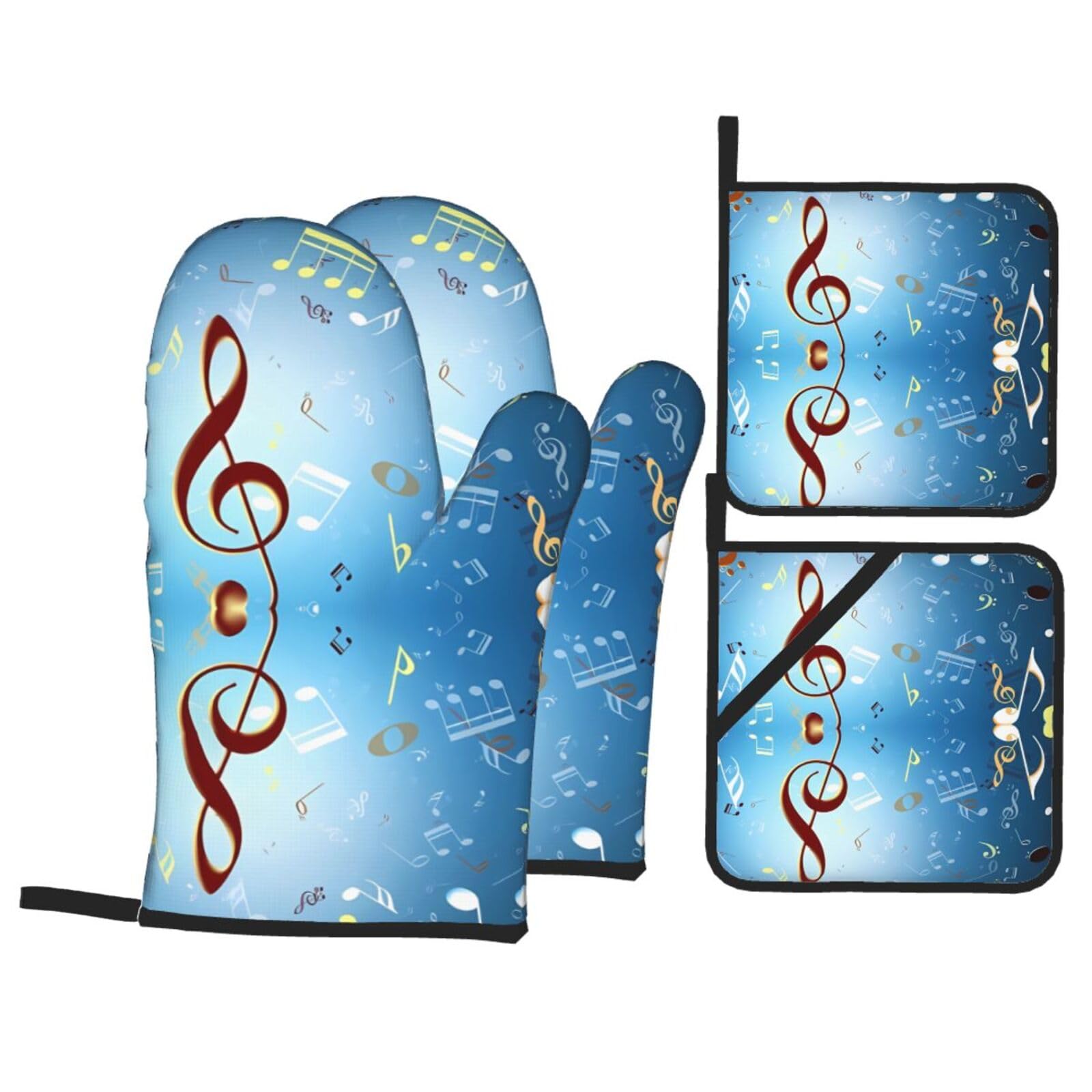 WHJSHOP Note Prints Kitchen Layers: Waterproof Oven Covers for Safe Handling & Easy Cleanup – 4 Piece Heat Protection Bundle