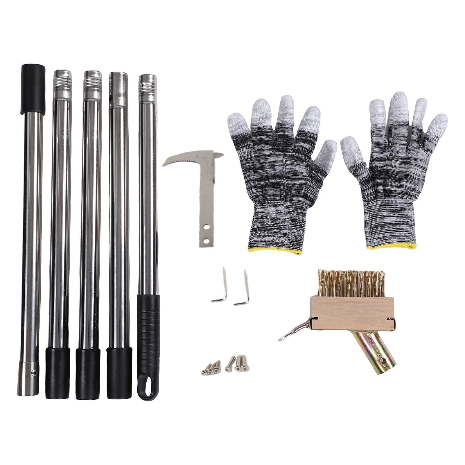 Ensemble d'outils de désherbage 2 en 1 avec Manche réglable de 63 Pouces de Long, Brosse de désherbage en Acier Inoxydable et kit d'outils à Crochet pour Patio, allée, Trottoir