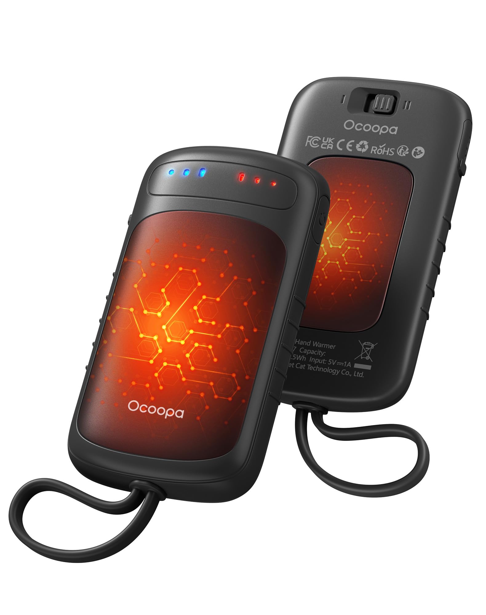 OCOOPA Scaldamani Elettrico a Doppia Faccia, Riscaldamento Istantaneo 2s, Autonomia 8h, 67g Leggero, Ricaricabile, Scaldamani Tascabile per Campeggio, Caccia, Pendolarismo, Regalo Uomo, UT5 DuoHeat