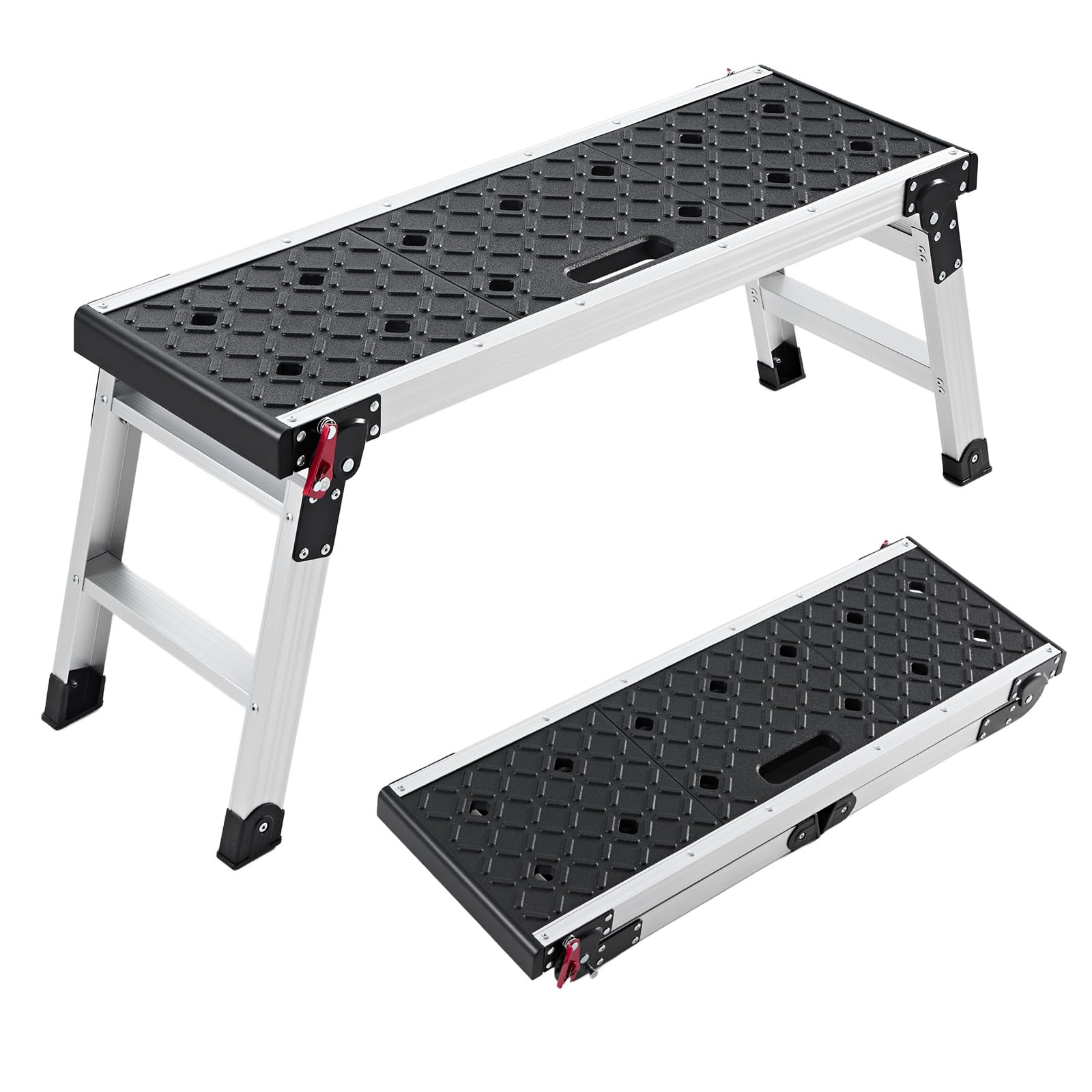 VEVOR Arbeitsplattform 910x310x420mm, Klappbare Arbeitsbühne aus Aluminium, 226,8kg Belastbare Laufbühne mit Sicherheitsverriegelung & Fußpolstern, Tragbare Stufenleiter für Wartung Malen Reparatur