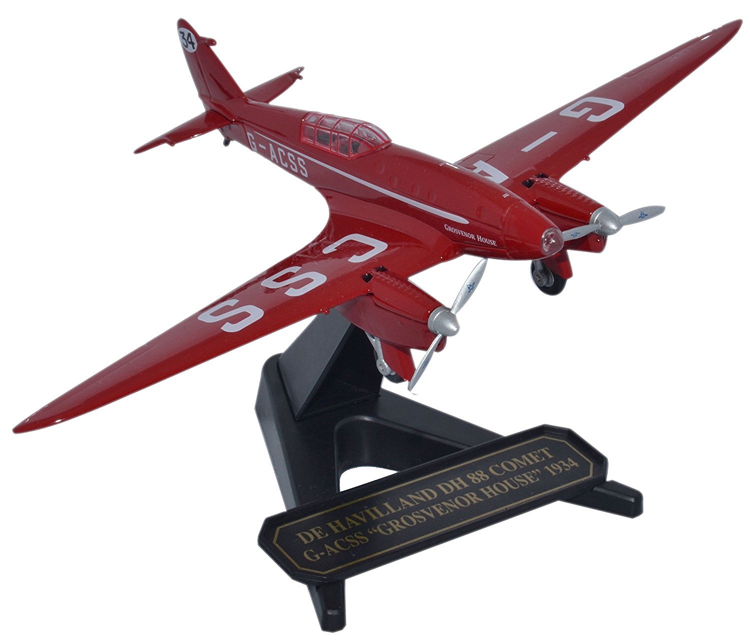 Avión DH-88 Comet Grosvenor House Herpa Oxford miniatura premium de metal para vitrinas 1:72 2