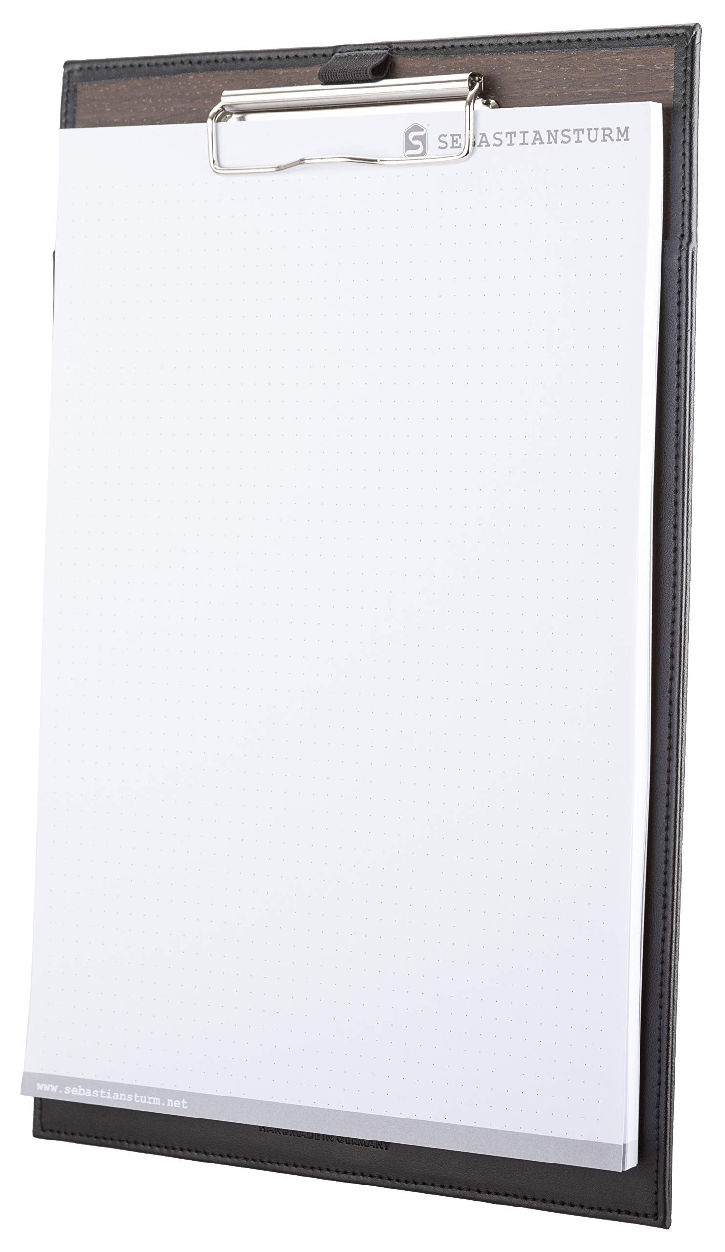 Sebastian Sturm Jack Clipboard A4, Black leather / wood smoked oak