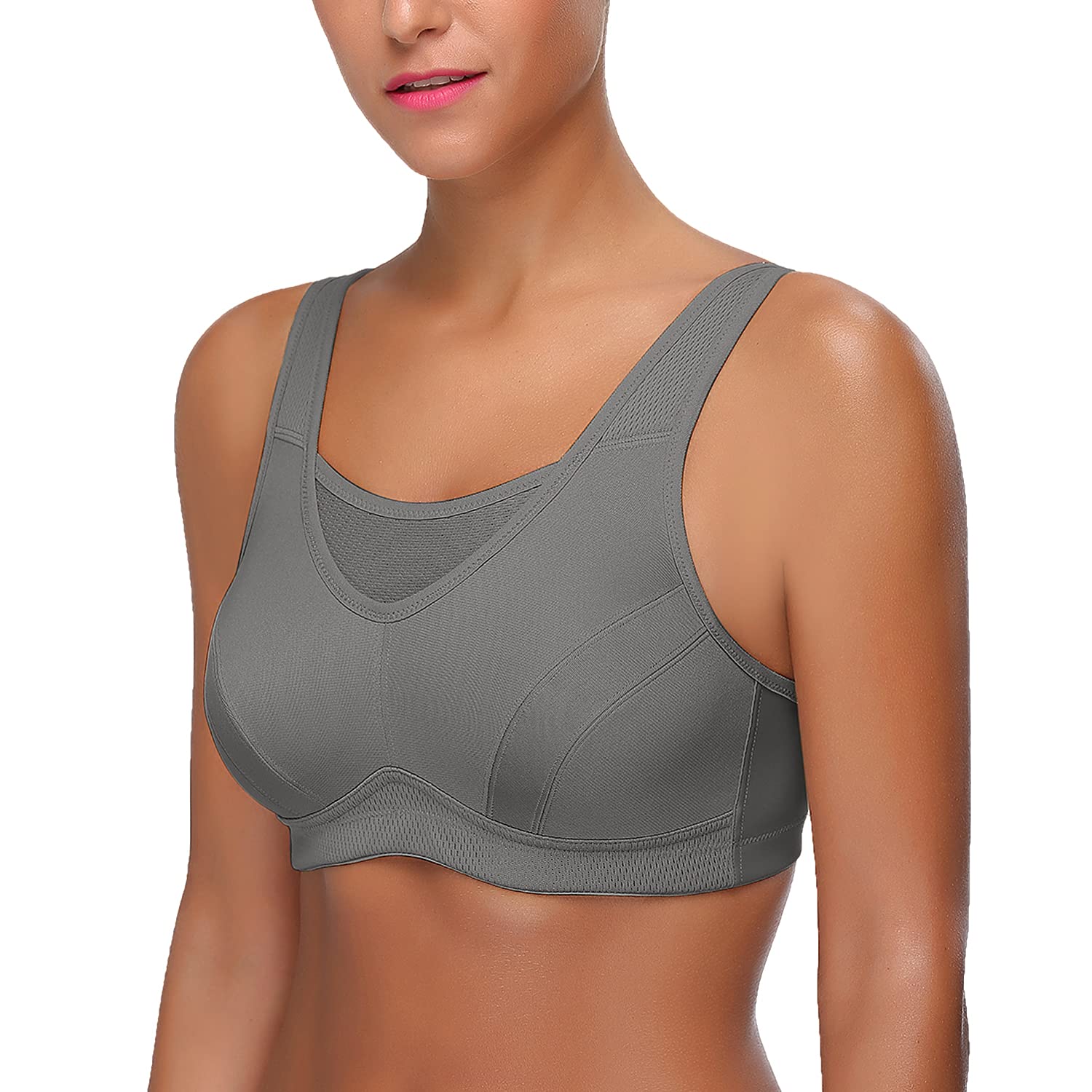 Wingslove Sujetadores deportivos de alto impacto para mujer, talla grande, sin relleno, sin varillas, control de rebote