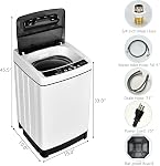 Giantex Full Automatic Washing Machine, 2 in 1 Portable Laundry Washer 1.5Cu.Ft 11lbs Capacity Washer and Spin Dryer Combo 8 Programs 10 Water Levels Effort Saving Top Load Washer for Apartment Dorm