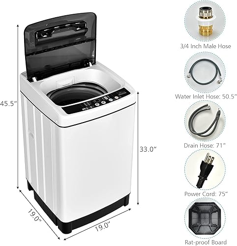 Miniatura 2 de Lavadora portátil Giantex, lavadora de lavandería 2 en 1 completamente automática 1.5 pies cúbicos, capacidad de lavado y centrifugado de 11 libras