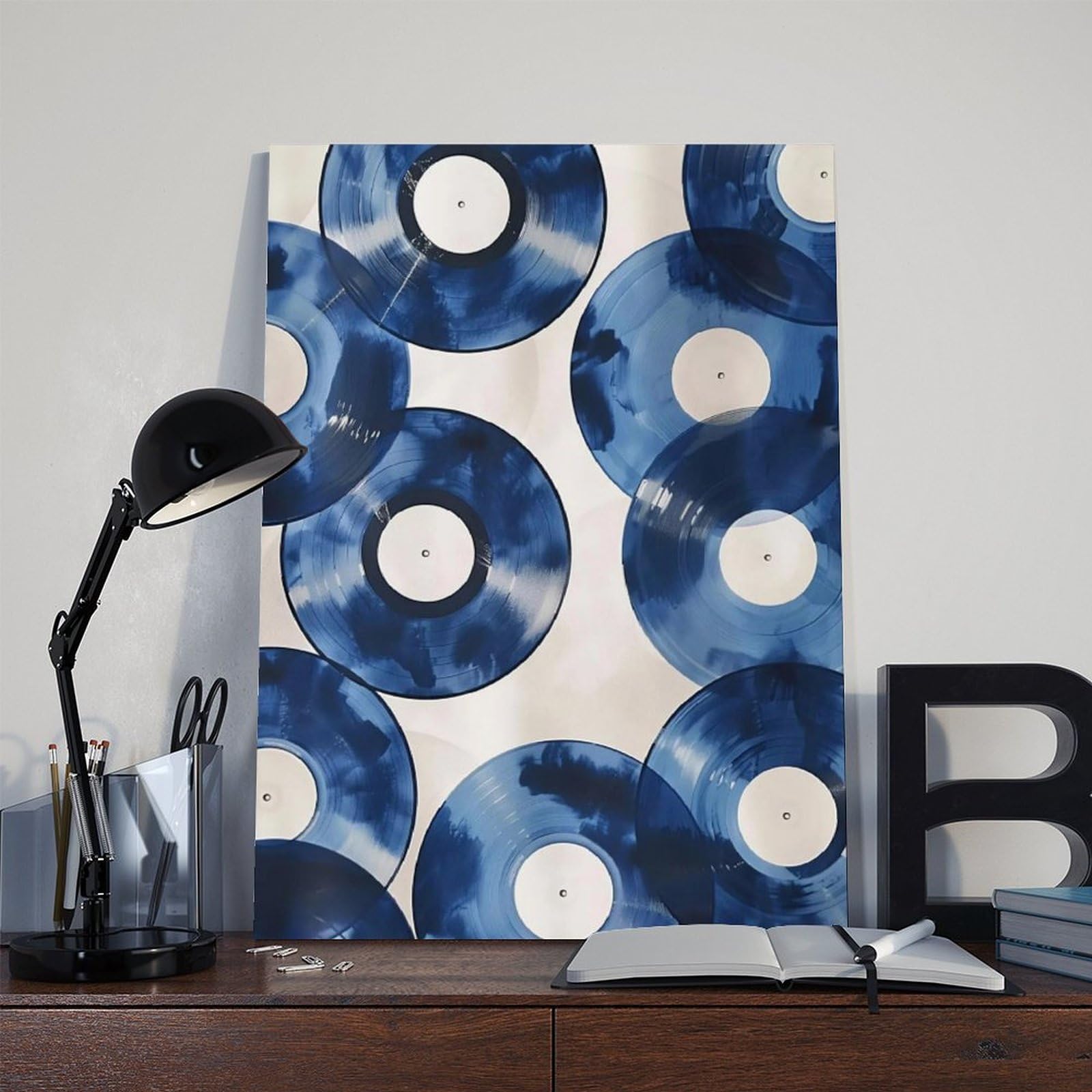 QIOTBVV Dischi in vinile blu retrò, decorazione per camera da letto, ufficio, stanza, regalo, 60 x 90 cm