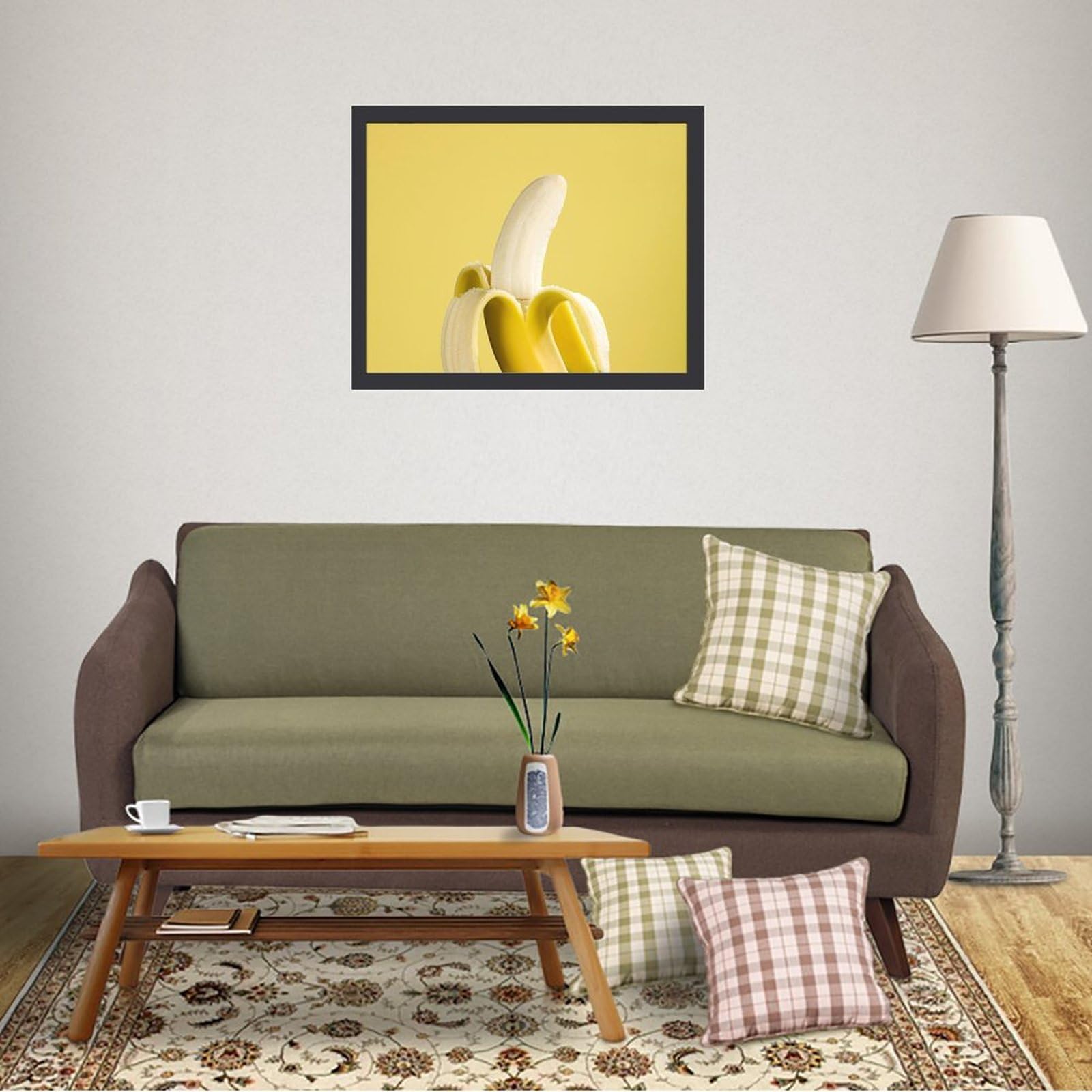 Amazon.co.jp: 皮をむいたバナナ 絵画 絵 ミニマリストの修正 宣伝する