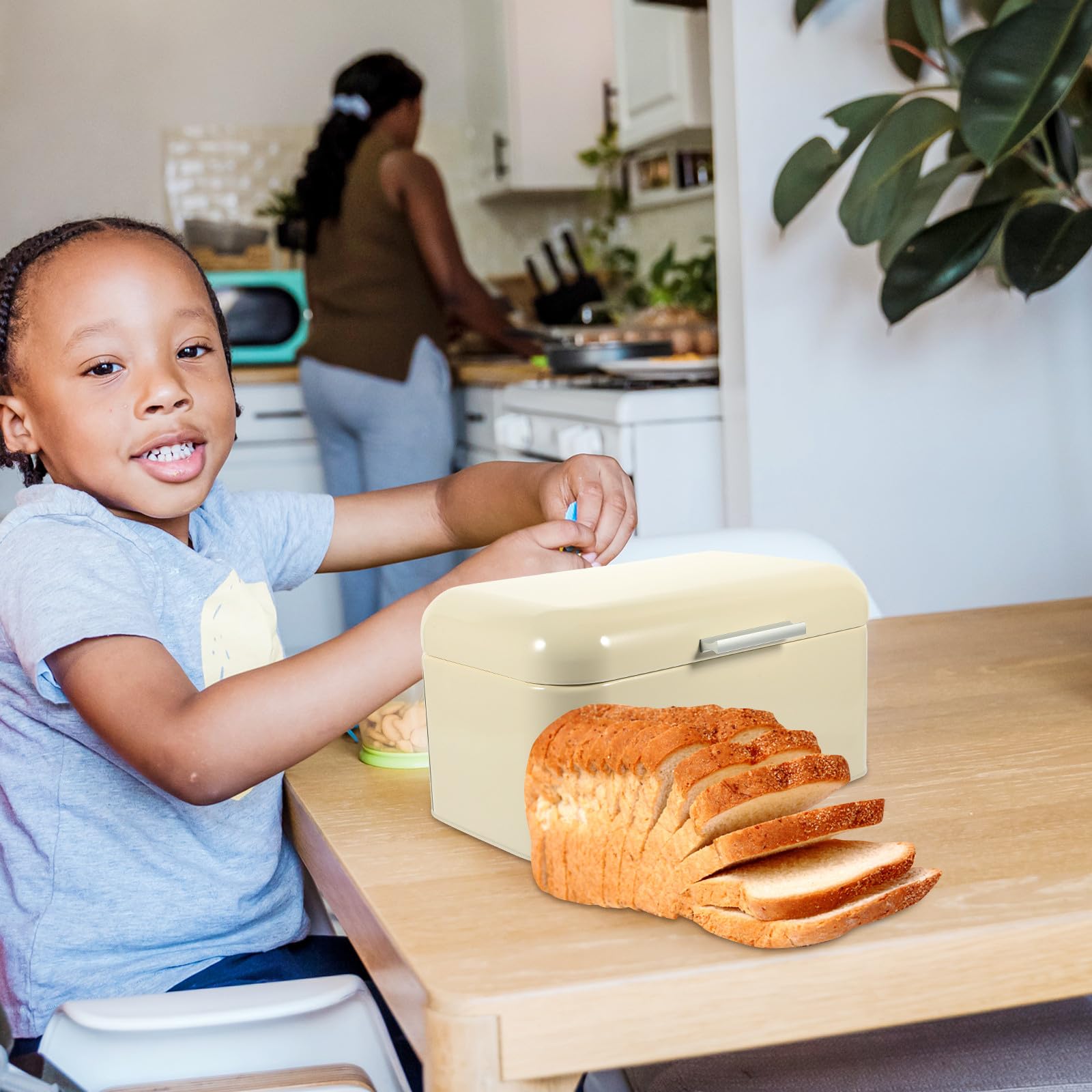 IMIKEYA Brotkasten Kompakt für Brot und Kekse Weißer aus Eisen | Küchenarbeitsplatte, für Zuhause, Fingerabdruckfreie Oberfläche, Leicht zu Reinigen