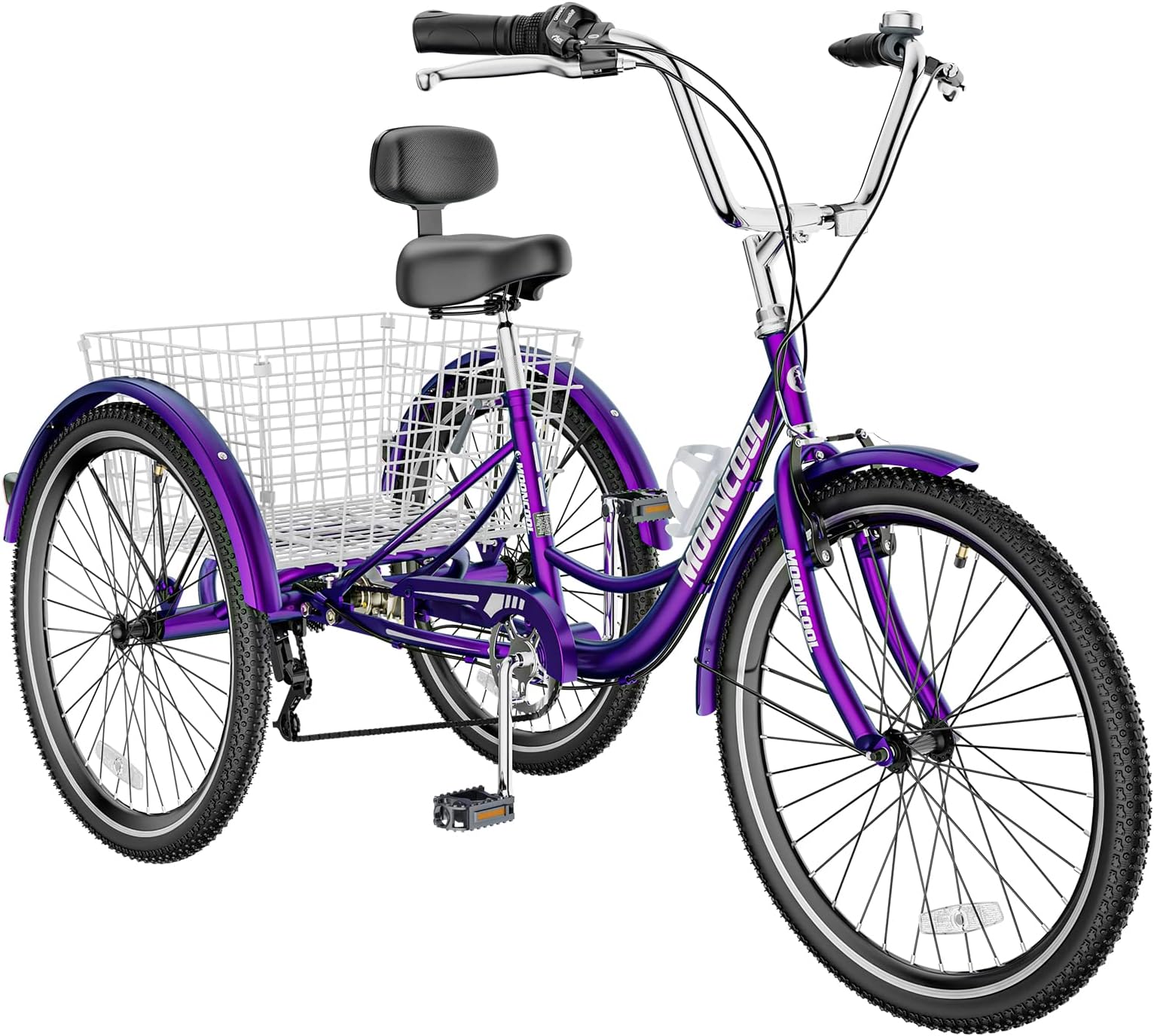 MOONCOOL Adult Tricycles 3 Wheel 7 Speed Trikes, 20/24/26 inch Adult Trikes 3 Wheeled Bike with Basket for Seniors, Women, Men.