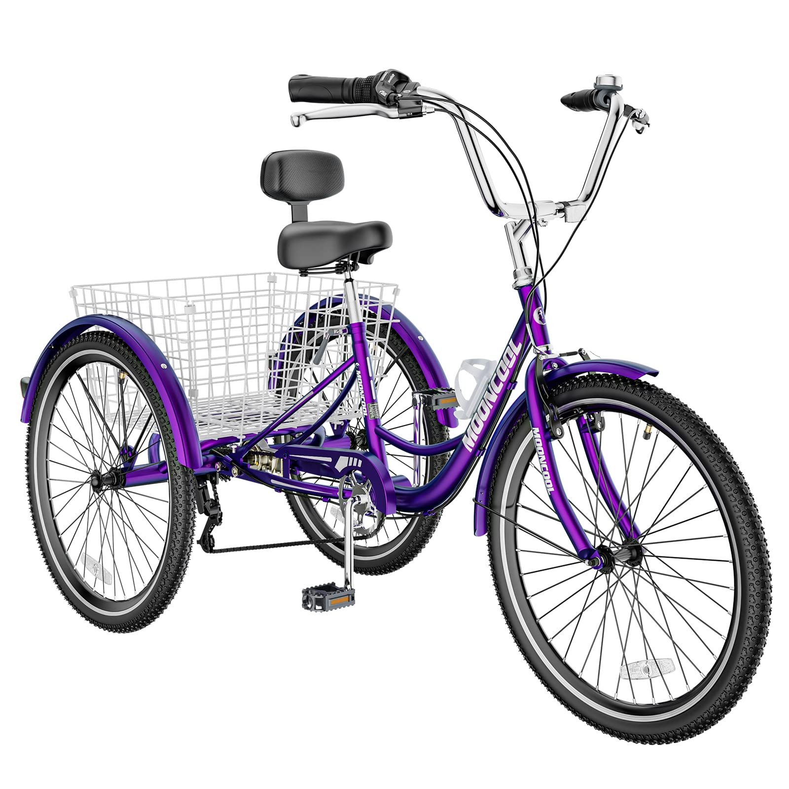 MOONCOOL Adult Tricycles 3 Wheel 7 Speed Trikes, 20/24/26 inch Adult Trikes 3 Wheeled Bike with Basket for Seniors, Women, Men.