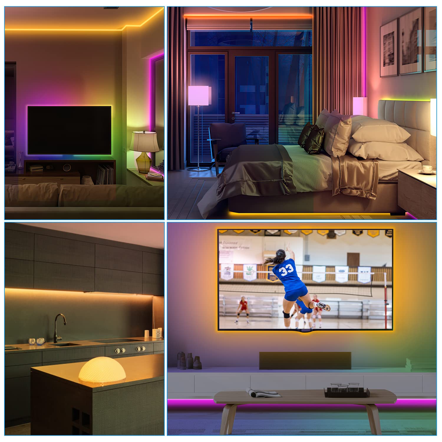 Sonnewelt Juego de tiras LED 30 M RGB, 5050, autoadhesivas, regulable, 12 V, con mando a distancia de 24 teclas, 16 colores, para habitaciones grandes, salón, techo e interior