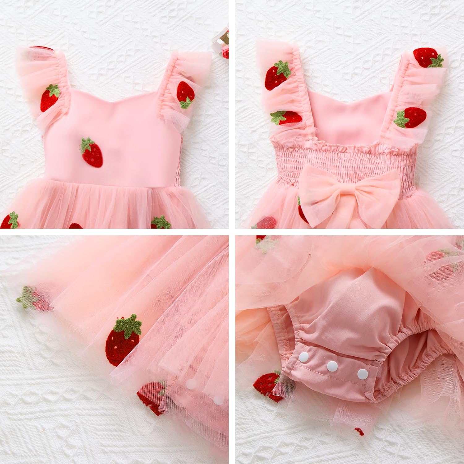 ODASDO Baby Girls Floral Embroidery Tulle Tutu Romper Dress Headband Set for First Birthday Party Cake Smash Wedding - Image 5