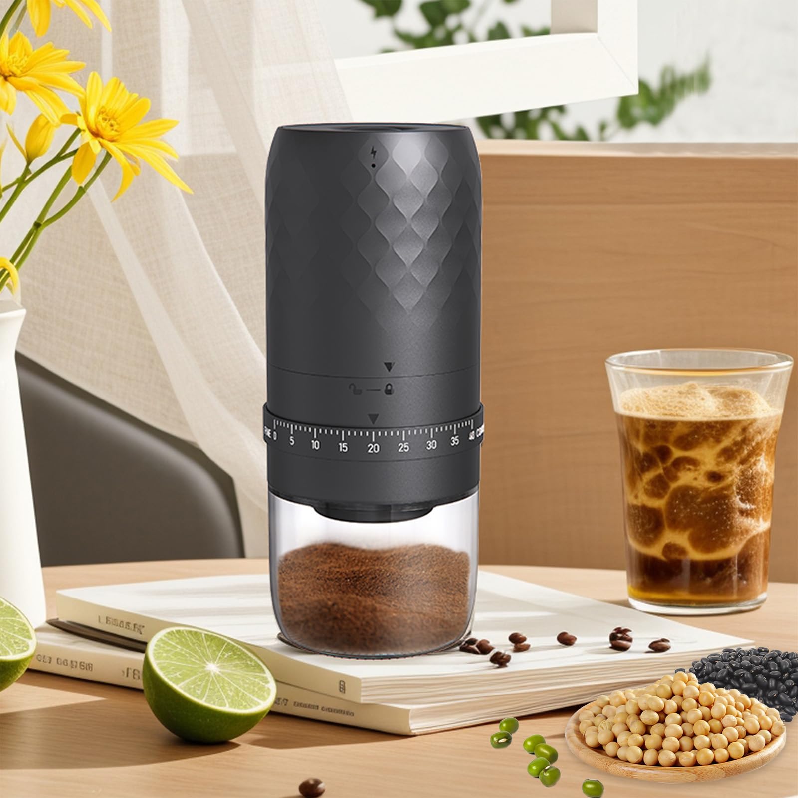 UCAMP Macina Caffè Elettrico, Portatile Coffee Grinder Ricaricabile con 40 Livelli External, Macinacaffè Elettrico per Espresso, Pour Over, French Press e Moka, Idee per Campeggio, Viaggi - 4
