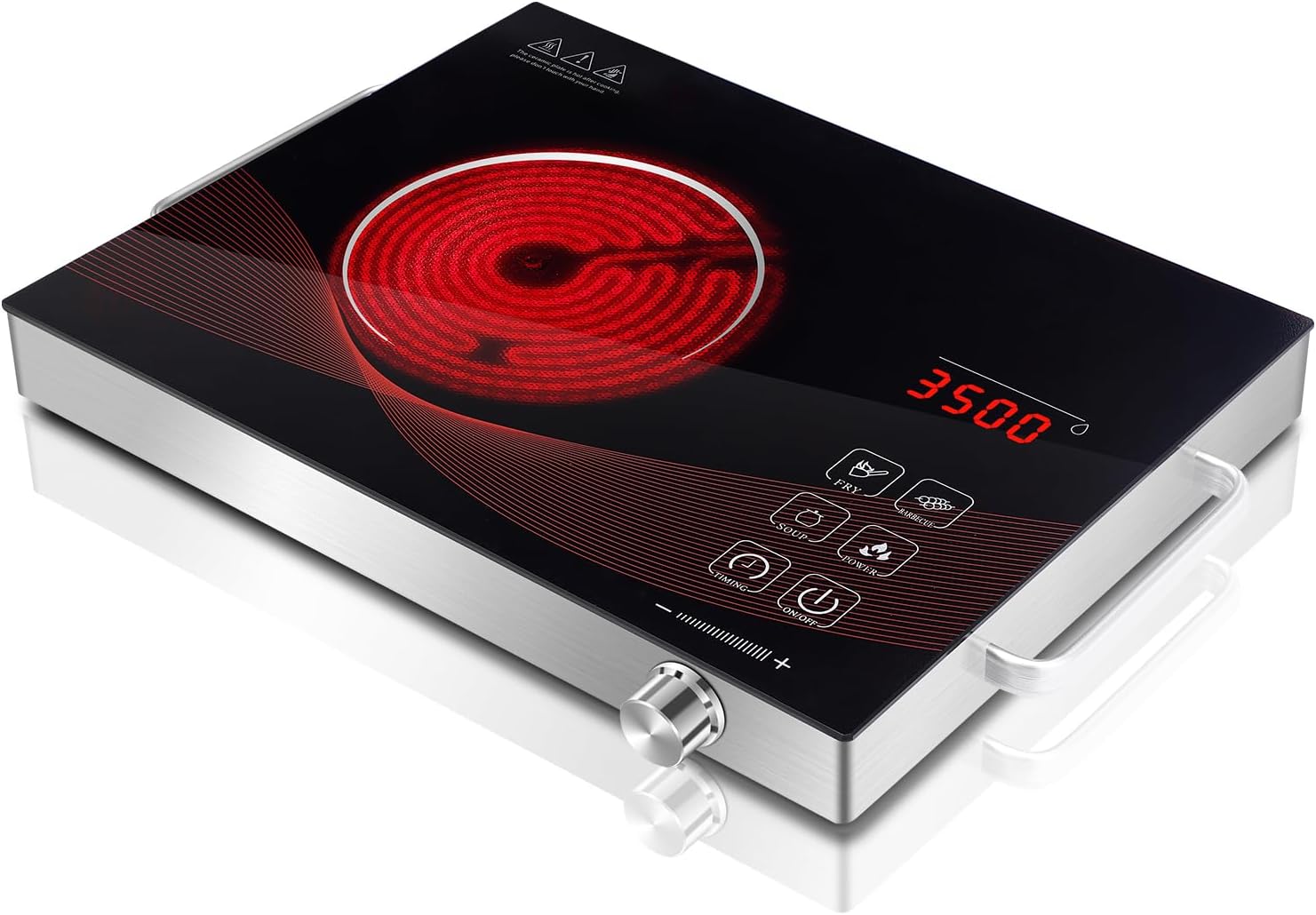 SizzleCook 3500W Small Single Burner Electric Cooktop, Portable Ceramic Glass Infrared Hot Plate