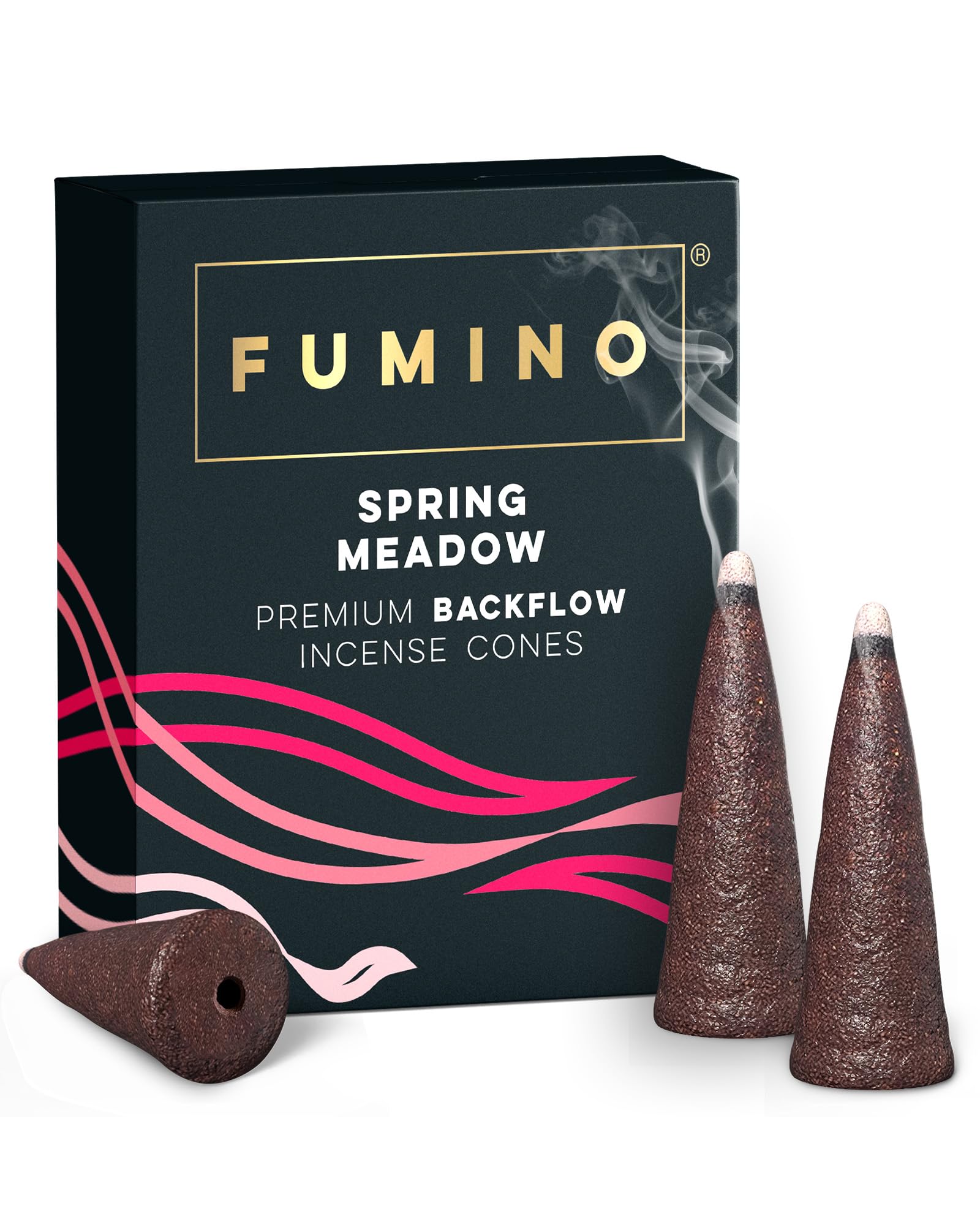 Fumino Black Fumino® Spring Meadow Fresh Backflow Incense Cones 15 Per Box Masala Agarbatti Joss Scent Fragrance For Relaxation And Meditation, Home And House Décor