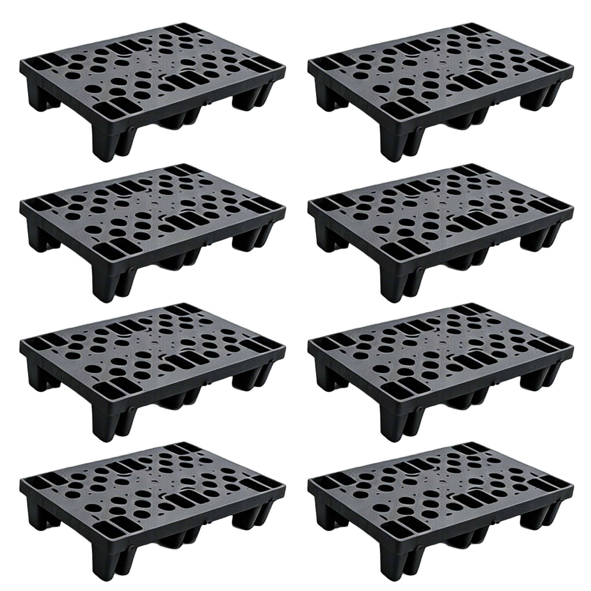 6pcs Pallet in Plastica, Bancali Incastro, Bancale Pallet Impilabile Resistente all'umidità con Griglie Traspiranti, Bancale Griglia per Supermercati, Garage e Magazzini, 50x30x10 cm Neri