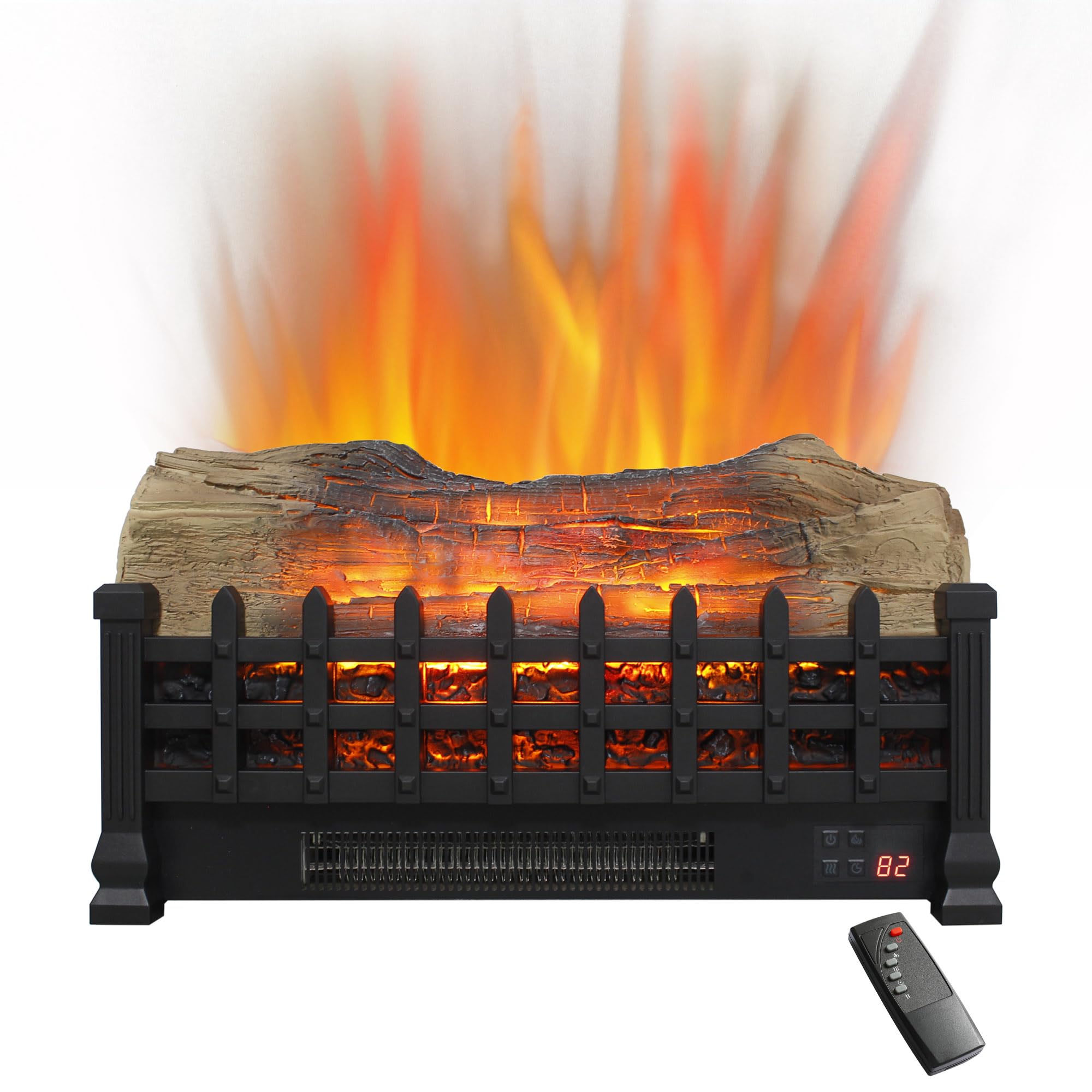 20 inch Electric Fireplace Insert with 3D Log Set, 1400W Free Standing Heater for Indoor Use, Remote Control, Timer, Overheat Protection, CSA