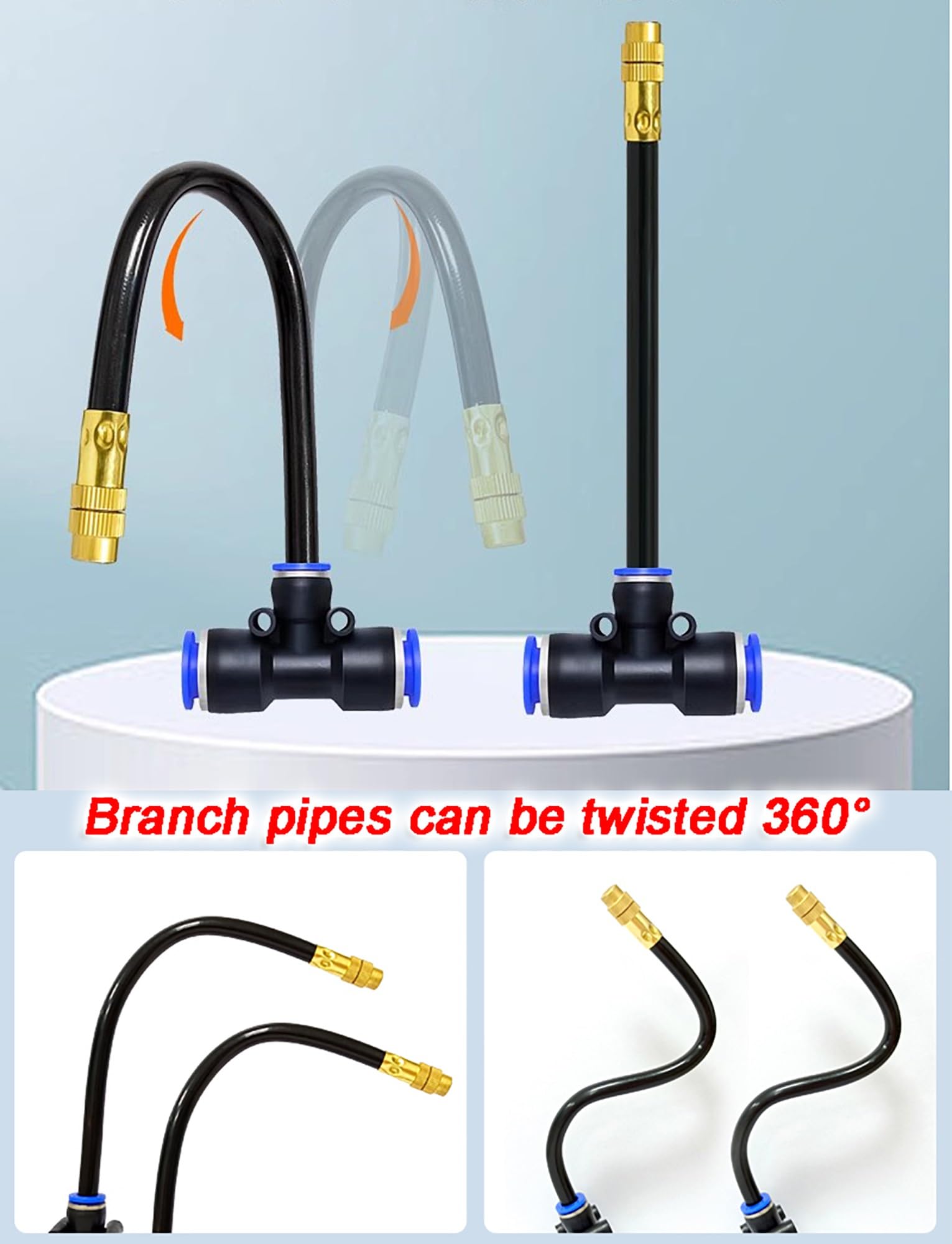 Kit di irrigazione a goccia pieghevole a 360°, irrigazione da giardino, kit di irrigazione a goccia, attrezzatura di irrigazione automatica for giardino, serra, aiuola, patio, prato(30meters/98.4ft)