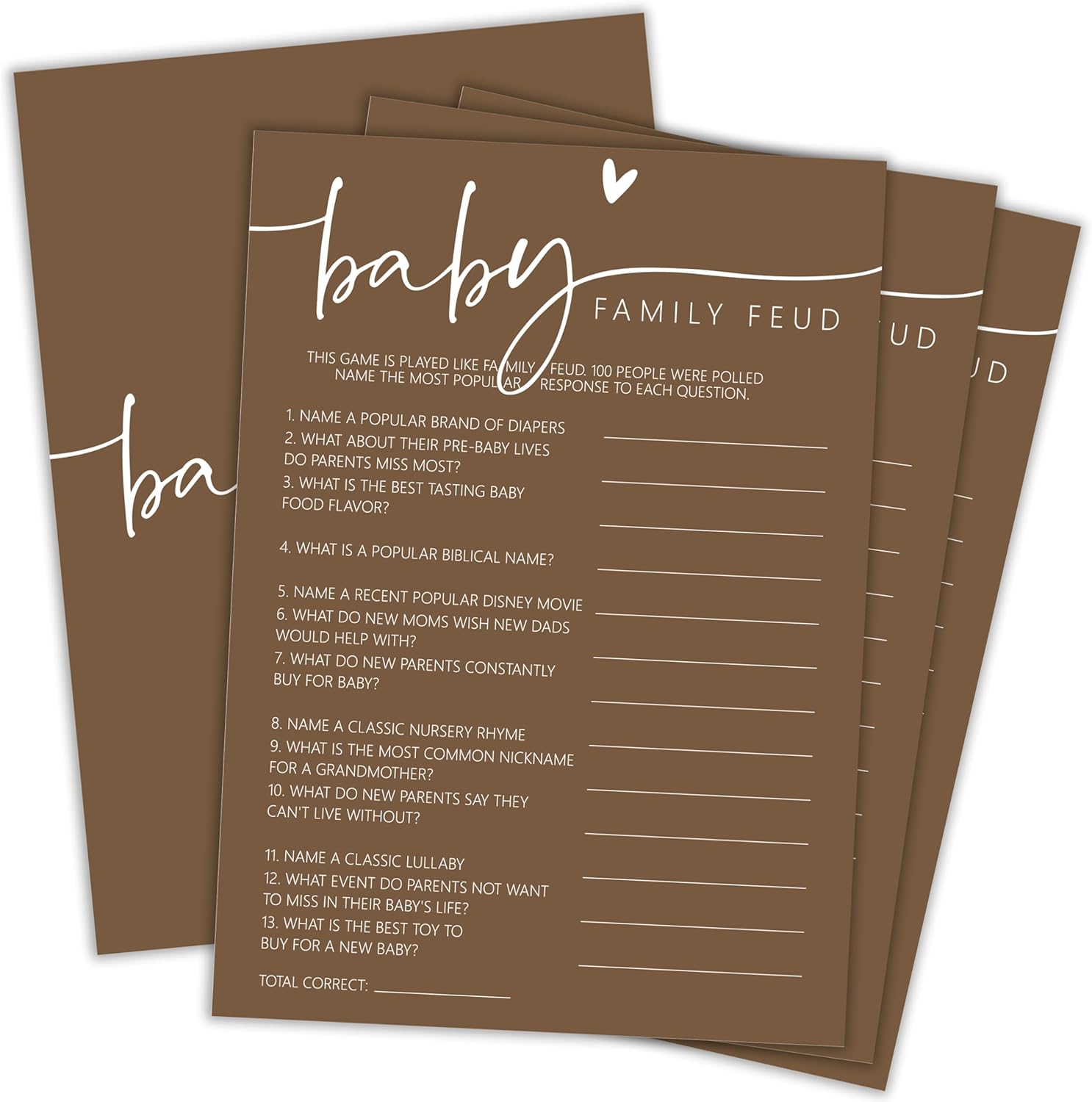 OXRUN Baby Shower Games, Baby Family Feud, 30 DoubleSided