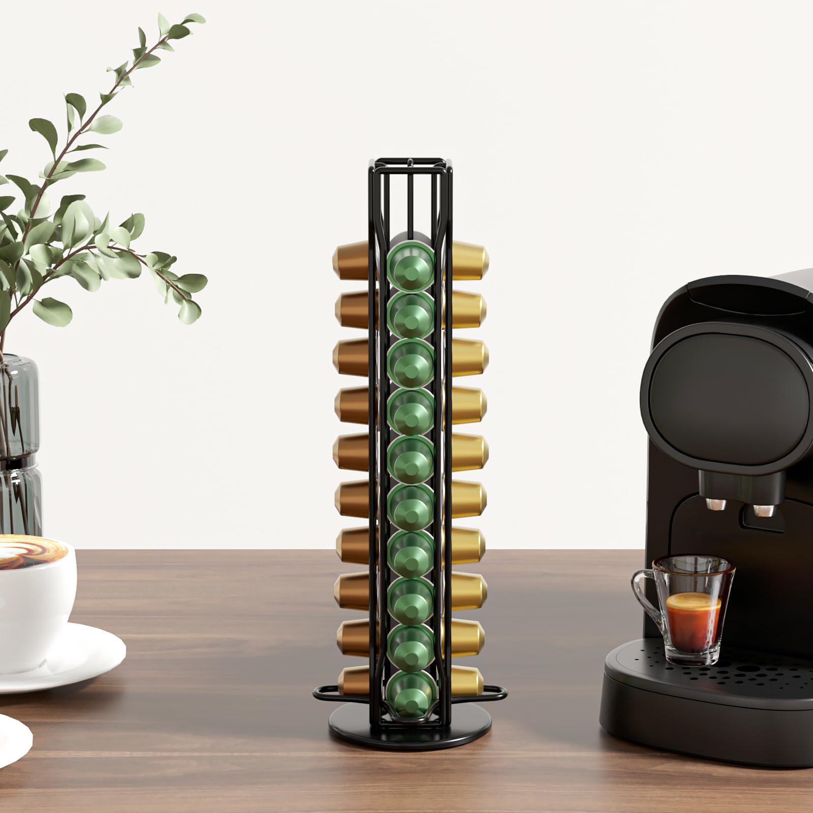 SEVENLINE Supporto per cialde di caffè compatibile con cialde Nespresso originali, organizer per 40 capsule (nero)
