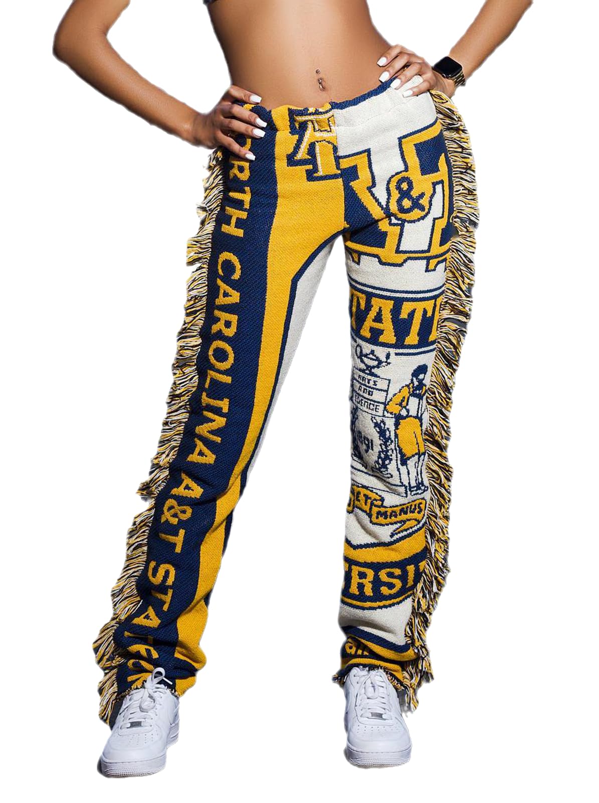 NIFTRIRY Women Hippie Tassel Pattern Printing Elastic Pants