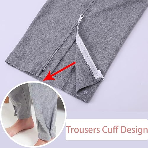 Miniatura 8 de AUSTYLCO Ropa de paciente postrado en cama,Ropa de cremallera lateral,Ropa de discapacidad,Vestidos de hospital de fractura para persona paralizada