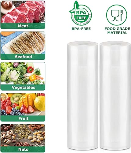 Miniatura 8 de FRESKO Rollos de 2 bolsas selladoras al vacío y selladoras al vacío totalmente automáticas mejoradas, 2 paquetes de 11 pulgadas x 20 pies