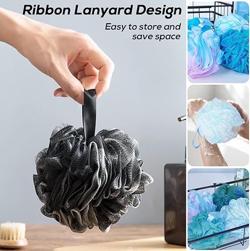 Miniatura 3 de 10 esponjas de ducha, esponja de lufa para ducha, bolas exfoliantes para mujeres, hombres, baño de baño, exfoliante con accesorios de baño de belleza