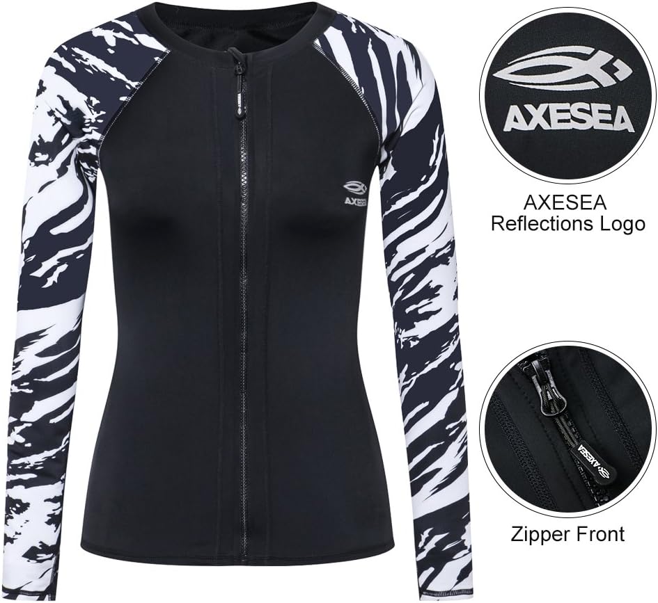AXESEA Women's Rash Guard Tops Long Sleeve Bathing Suits Printed UV Sun Protection Swim Shirt - Image 4