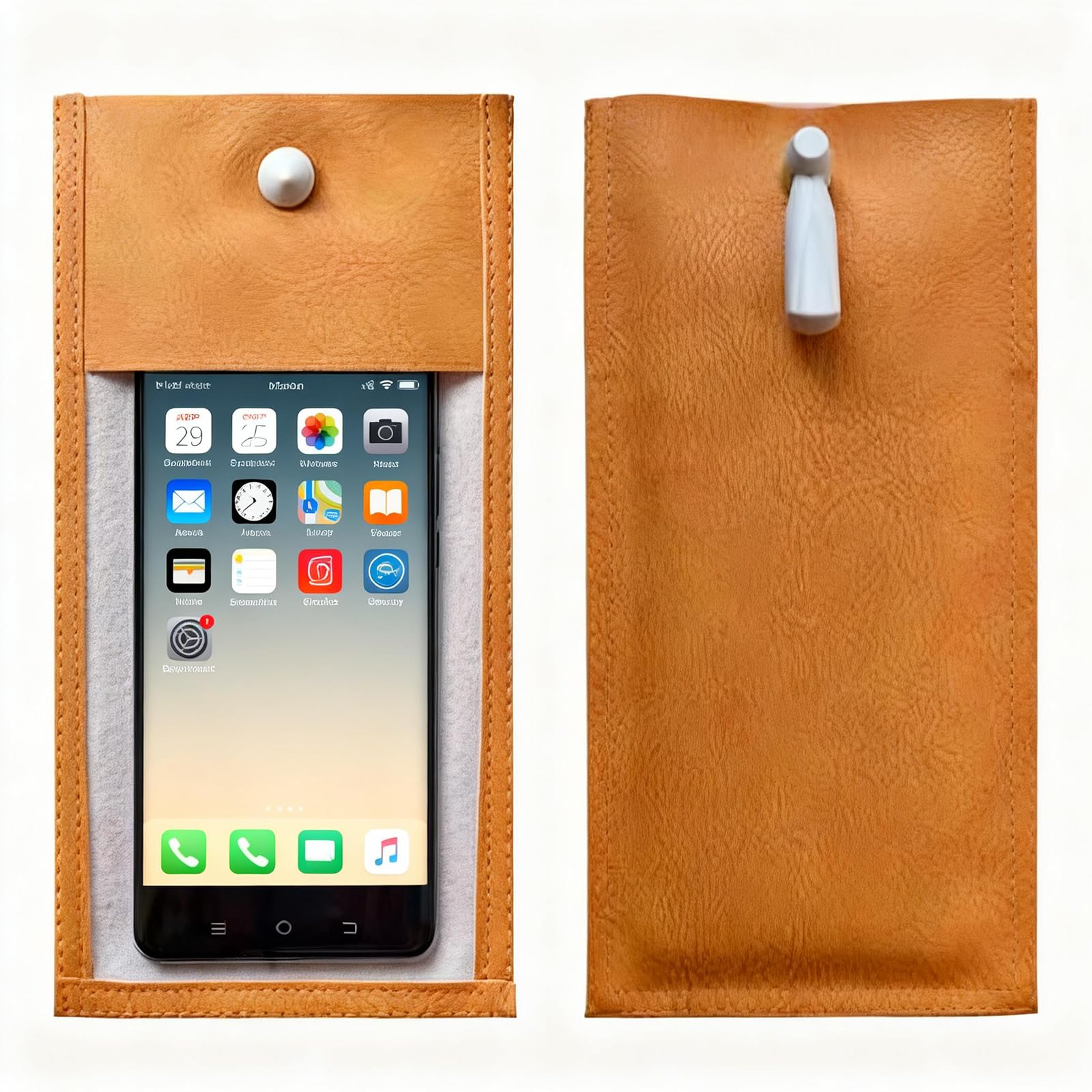 Custodia in pelle PU anti fotocamera per telefono marrone 50 pezzi con serrature strumento 17,5 cm