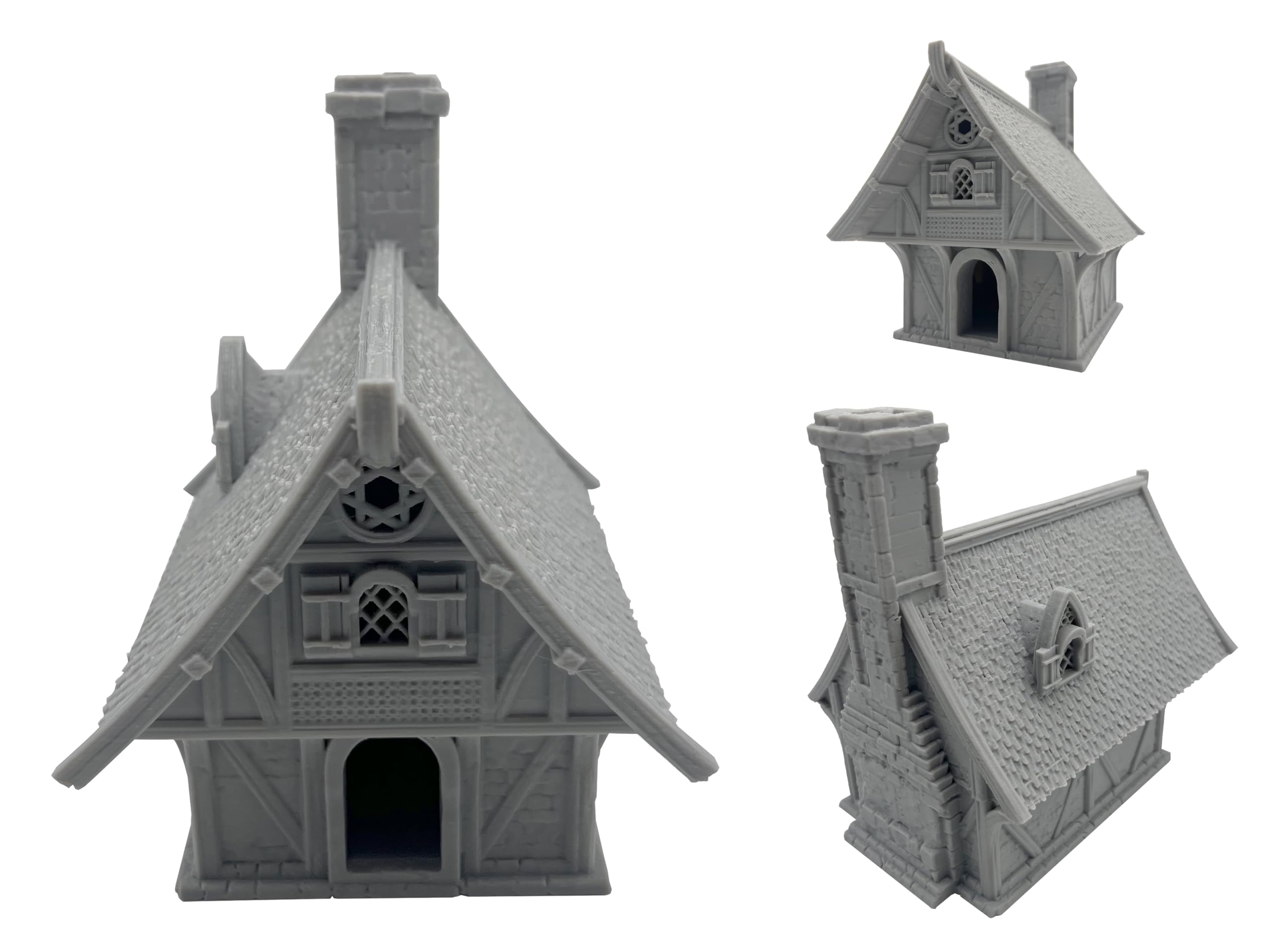 Hautico Middle Ages Miniature Cottage Terrain Scenery for 18mm/28mm RPG Tabletop Wargame, DND, Paintable, Gift for Hobby Enthusiasts (HBEIHOUSE-MiddleAges-4-28mm)