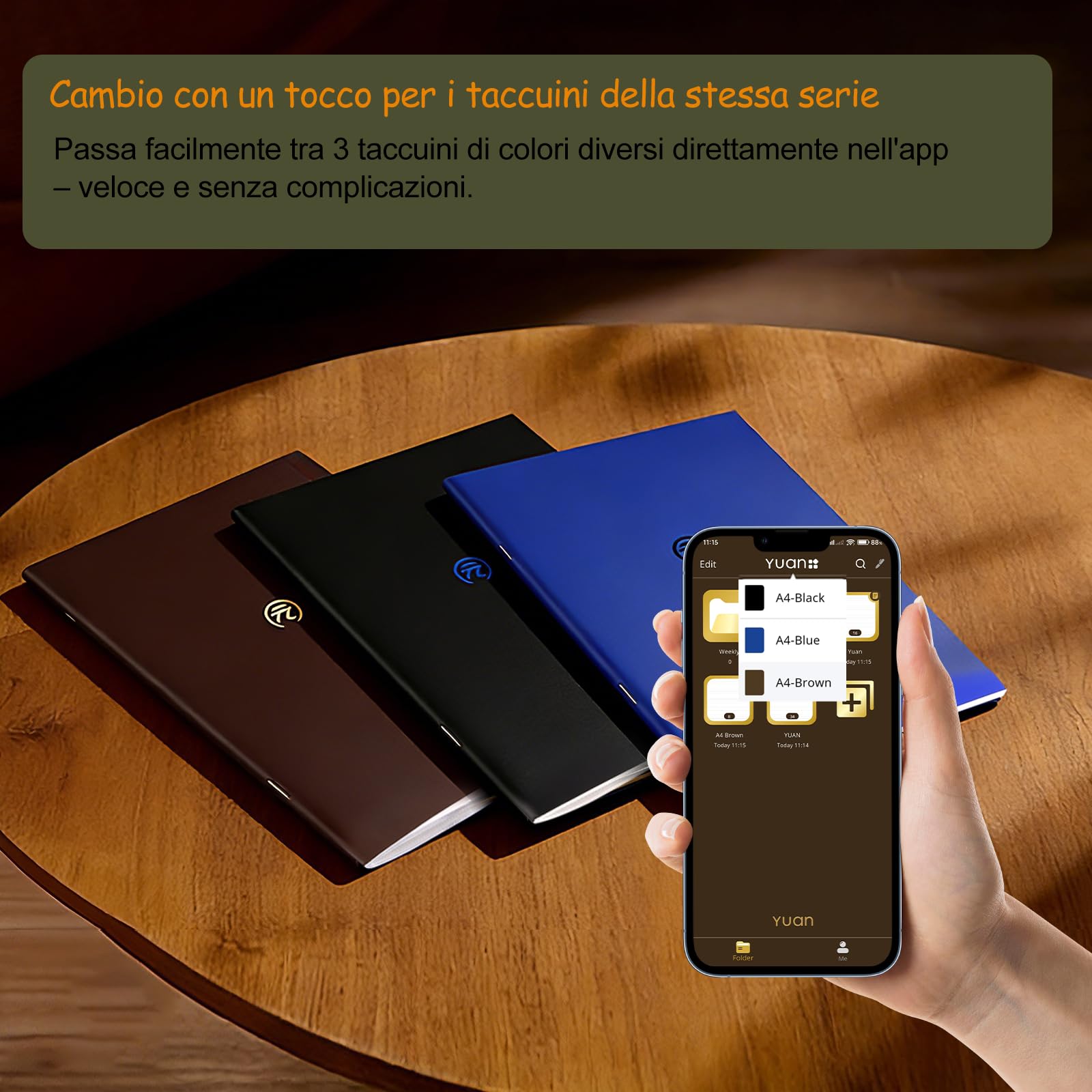 Yuan Smart Writing Set, Smart Notebook con Smart Pen, Taccuino Digitale per Appunti Digitali con 3 Quaderni A4, Sincronizzazione e Digitalizzazione in Tempo Reale, Compatibile con iPad iOS Android