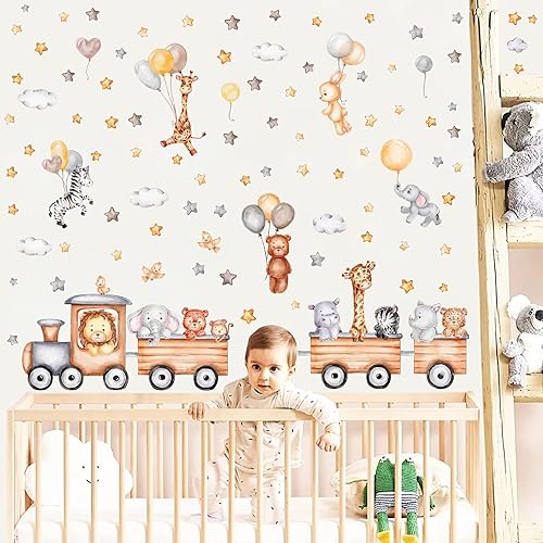 Miniatura 4 de Calcomanías de pared para bebé, calcomanías de pared para guardería, globo de dibujos animados, calcomanías de pared de animales, calcomanías