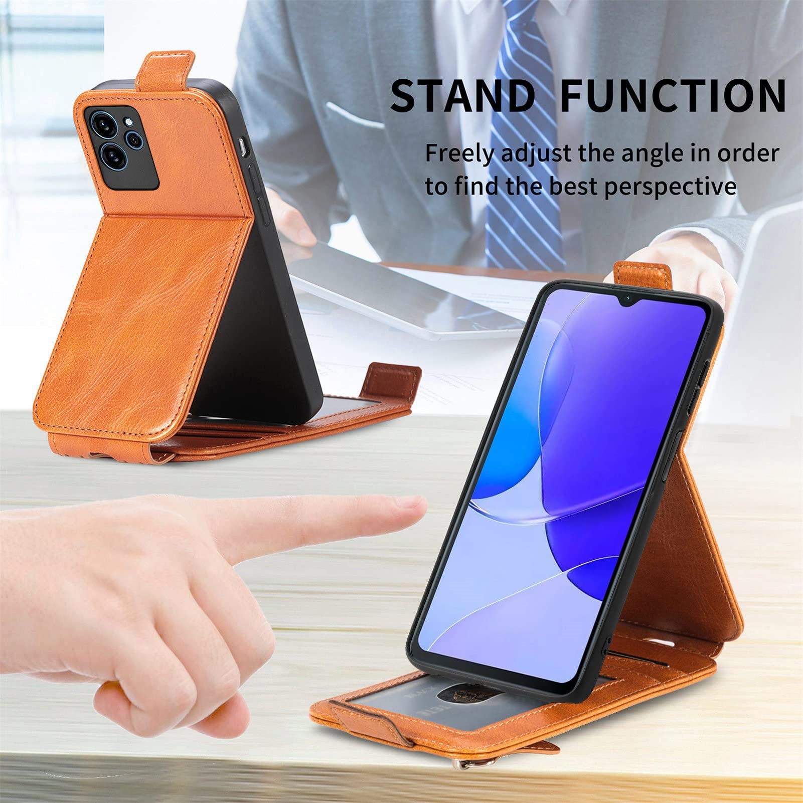 TTYSHTT Custodia Cover per OUKITEL C32 6,52,con Protettiva in Vetro Temperato TPU Antiurto PU Pelle Premium Portafoglio Supporto Stand Carta Fessura Magnetica Custodie di Pelle Flip Case Nero