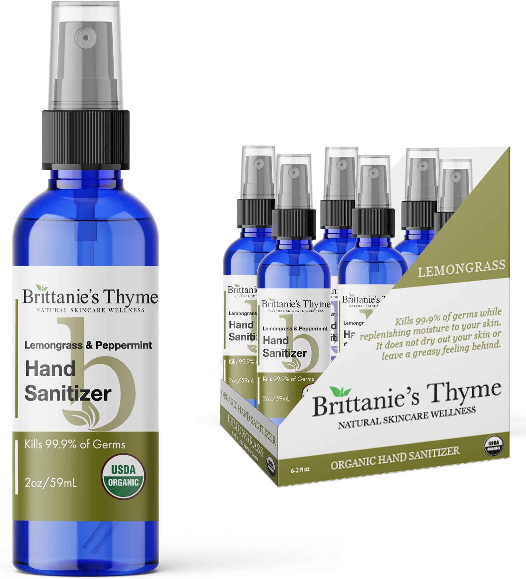 EO Organic Lavender Hand Sanitizer Spray, 2 Fl Oz (Pack of