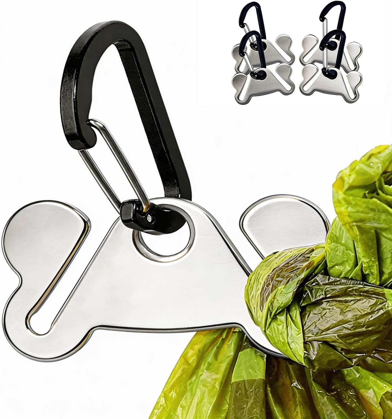 4PCS Dog Poop Bag Holder, Waste Bag Holder, Dog Poop Bag Carrier, Hand Free Holder, Metal Holder