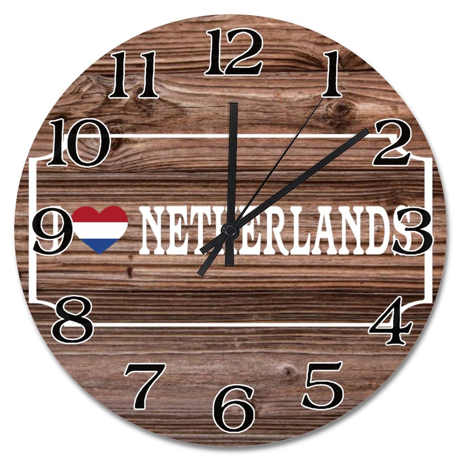 Grande horloge murale Pays-Bas en bois de 38 cm silencieuse