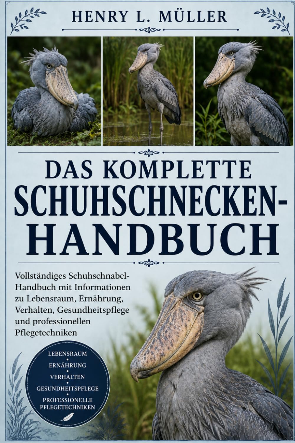 DAS KOMPLETTE SCHUHSCHNECKEN-HANDBUCH: Vollständiges Schuhschnabel-Handbuch mit Informationen zu Lebensraum, Ernährung, Verhalten, Gesundheitspflege und professionellen Pflegetechniken