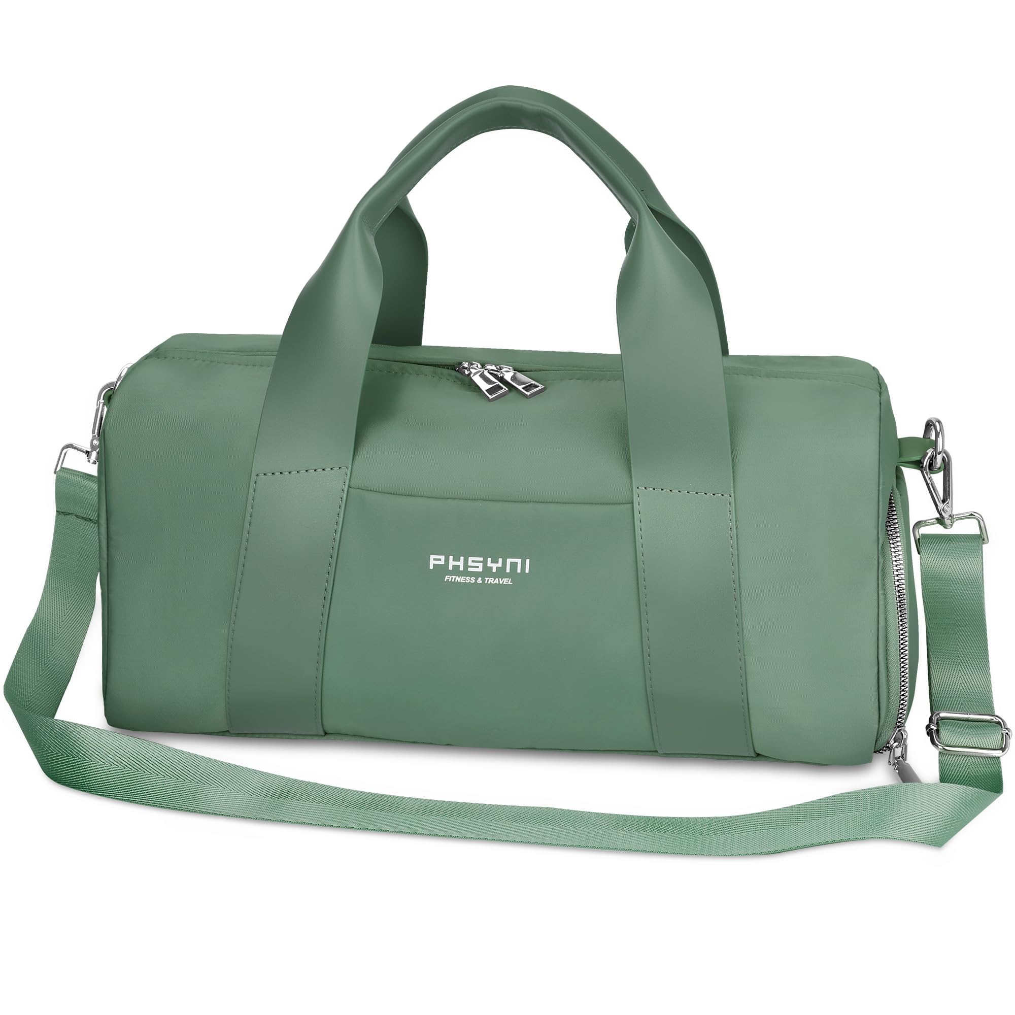 Borsone Palestra Donna & Bambini,Borsa Sportivo con Porta Scarpe e Tasca Umida da Viaggio, Sport, Fitness, Piscina(Verde,40x19x20 cm,15L)