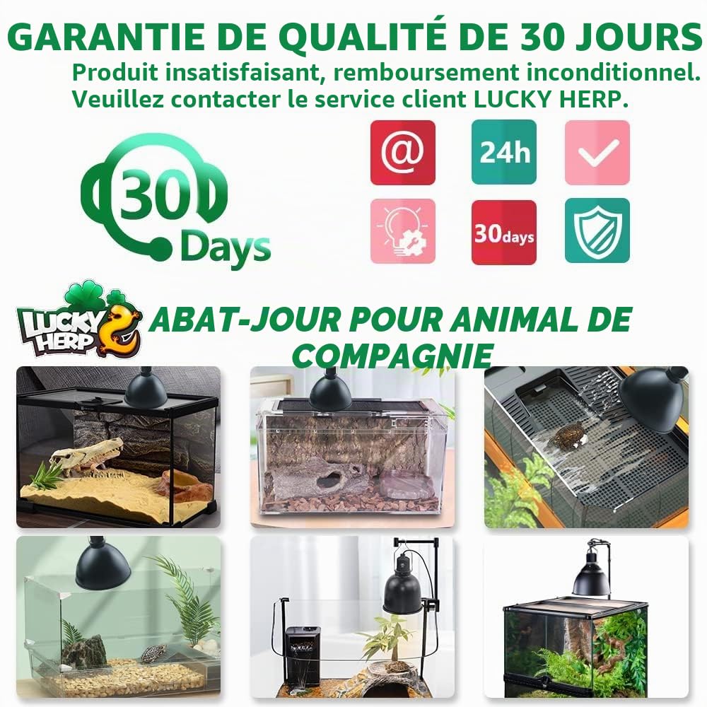 LUCKY HERP Lampe chauffante pour Terrarium en dôme, UVA/UVB 100W pour reptiles avec réflecteur en aluminium