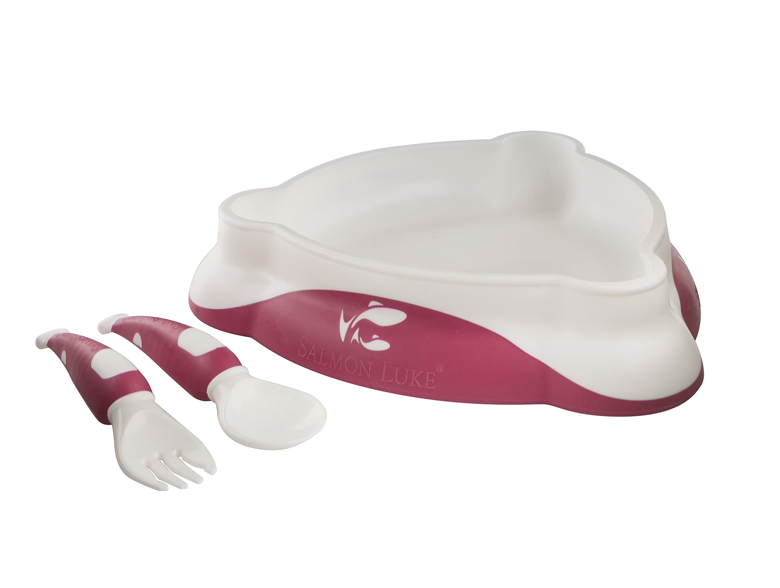 Baby & Toddler Bowl and Cutlery Set. For Babies and Toddlers who are Ready to Feed Themselves. Includes the Essential Guide to Successful Self-feeding eBook. Me-Feed-Me Training Plate, Fork and Spoon by Salmon Luke
