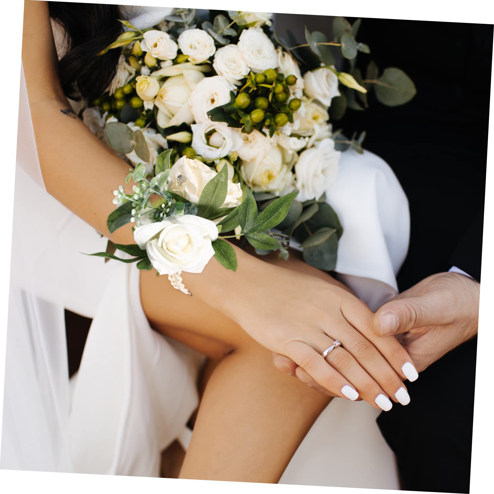5pezzi Bracciale Artificiali Rosa Cerimonie e Decorazioni Nuziali Accessorio Per Bride e Damigelle