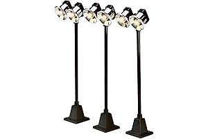 Lionel Black #65 Yard Lights 3-Pack Model Train Accessory For Christmas Village Platforms