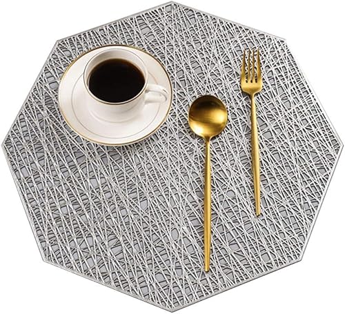 Manteles individuales para mesa de comedor, juego de 4 manteles individuales de PVC, resistentes al calor, lavables, antideslizantes, para cocina,