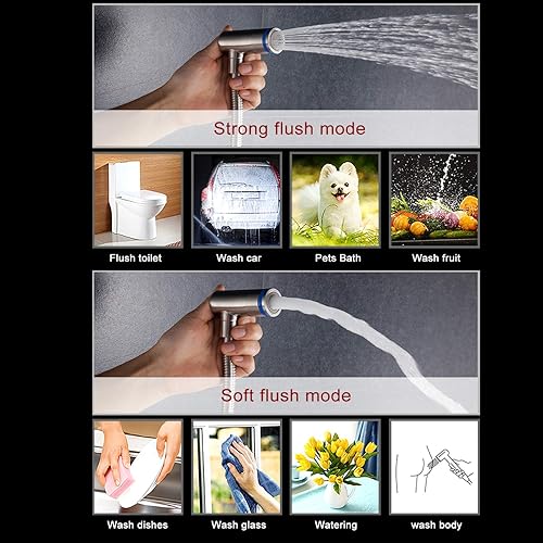 Miniatura 6 de WS031F - Pulverizador de bidé de mano de acero inoxidable Shattaf con soporte magnético para bidé, WS031F