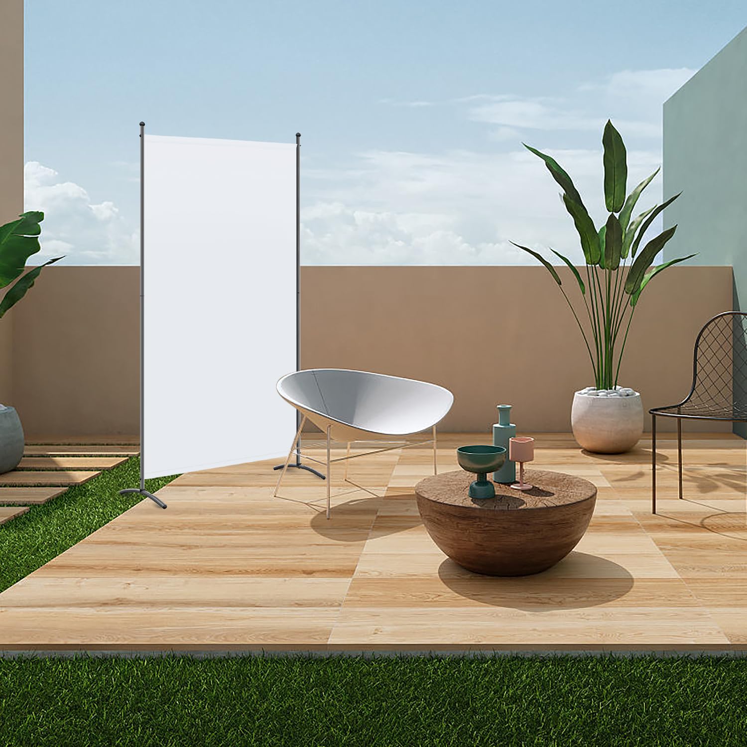 Angel Living Paraventi a 1 Pannelli, Elegante Decorazione, Divisorio Pieghevole, Divisorio, 80X180 cm (Bianca)