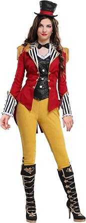 Plus Size Ringmaster Costume for Women, Circus Ring Master Outfit with Hat, Vest, Jacket, Pants