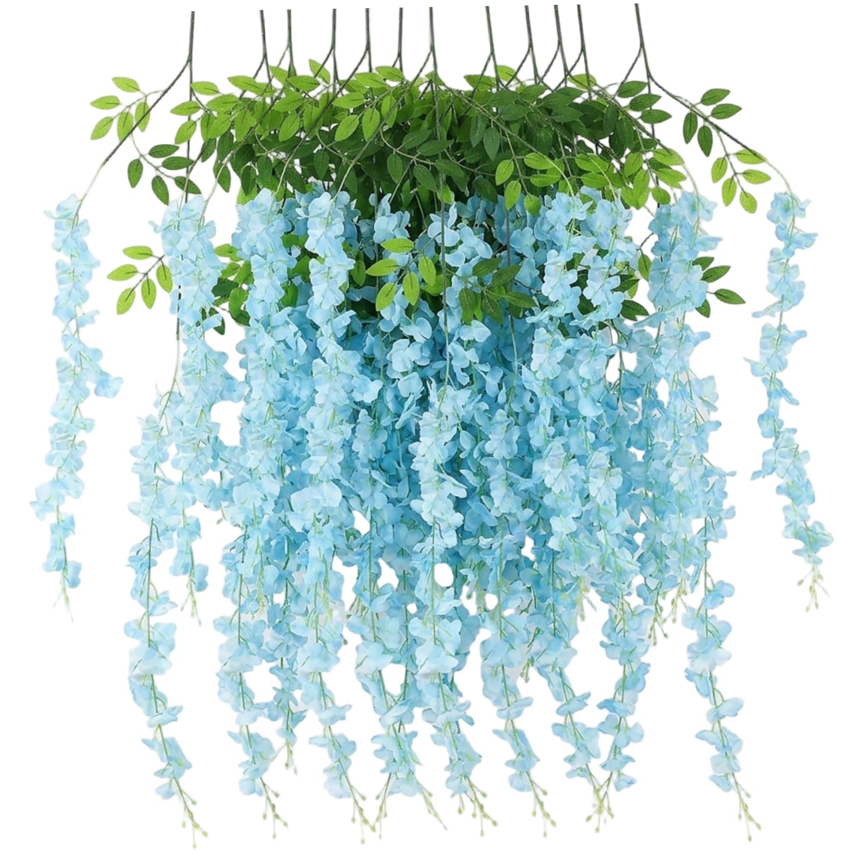 Glycine artificielle suspendue pour un décor de mariage et jardin bohème
