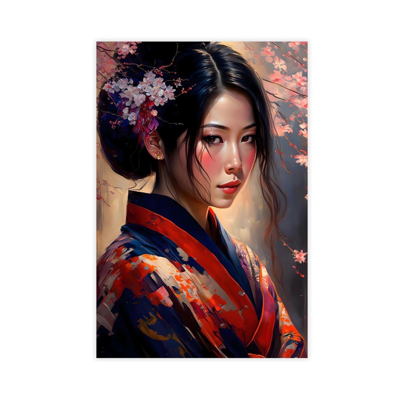 QNVJQKDSI Japanese Geisha Art (12) Canvas Poster Bedroom Decor Landscape Office Room Decor Gift 12" L X 18" W
